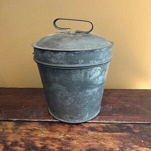 Vintage Fries Brand Bread Pudding Container with Lid Handle Metal Kitchenware